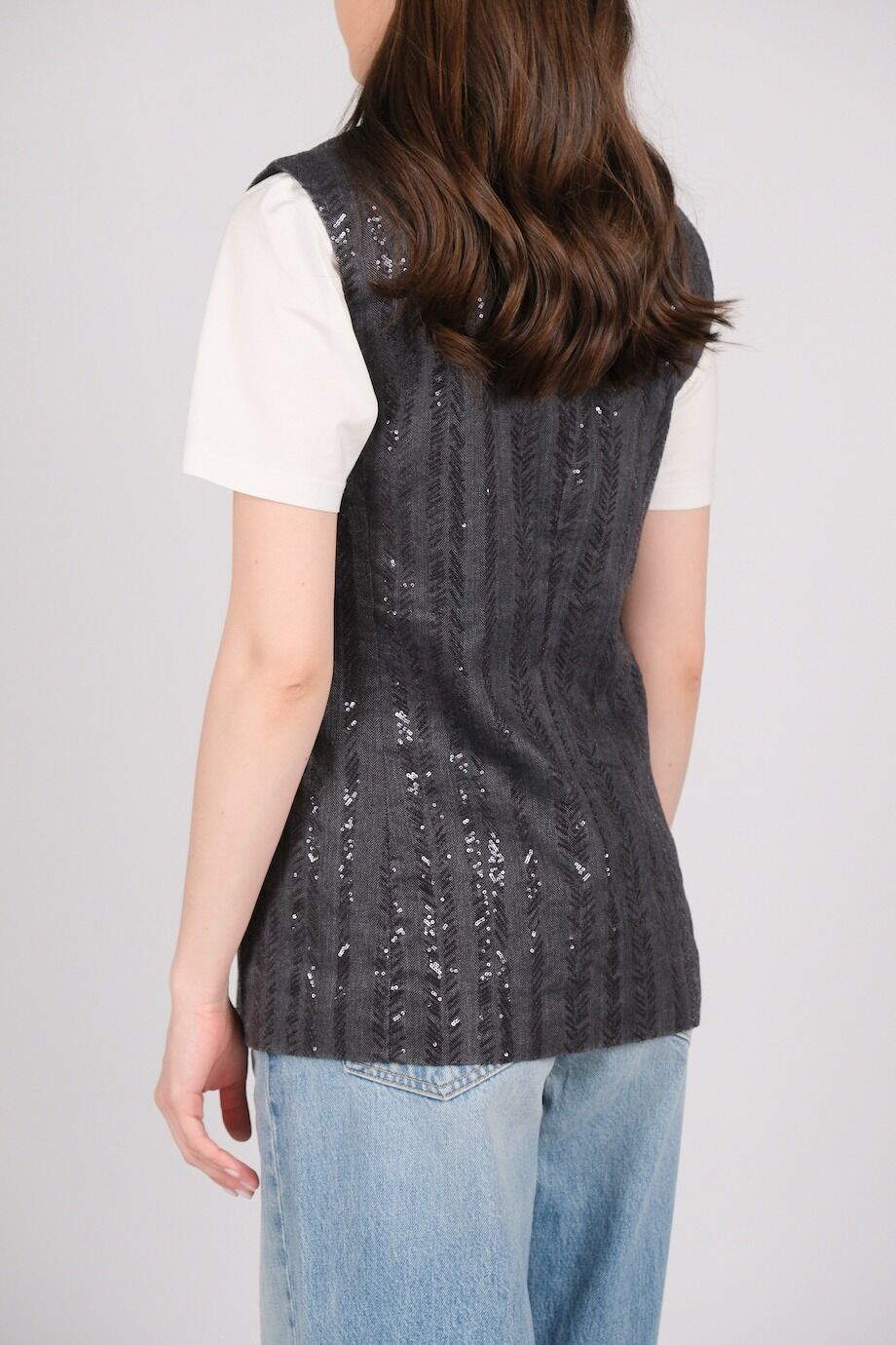 image 3 Жилет с пайетками серо-синего цвета