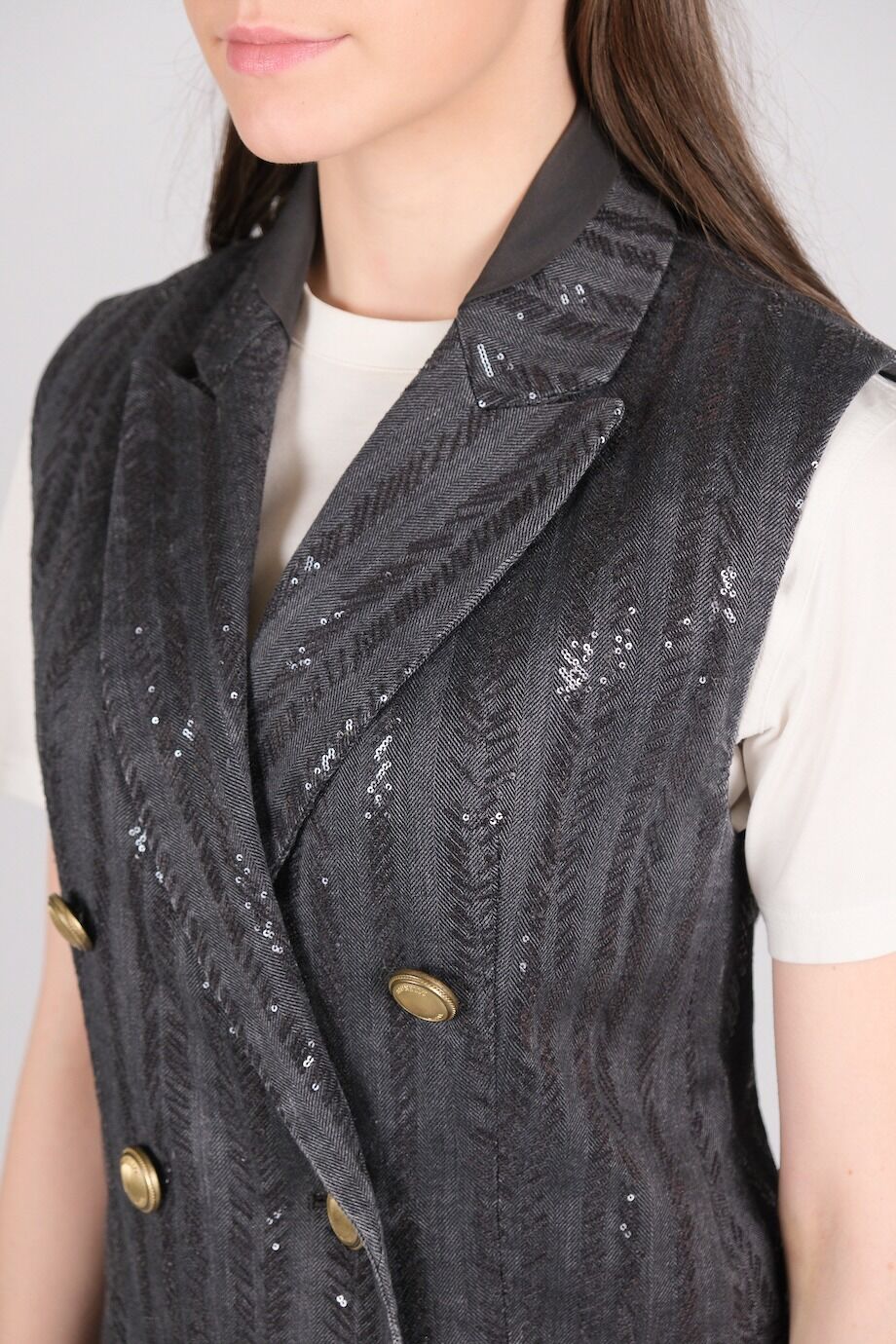 image 4 Жилет с пайетками серо-синего цвета