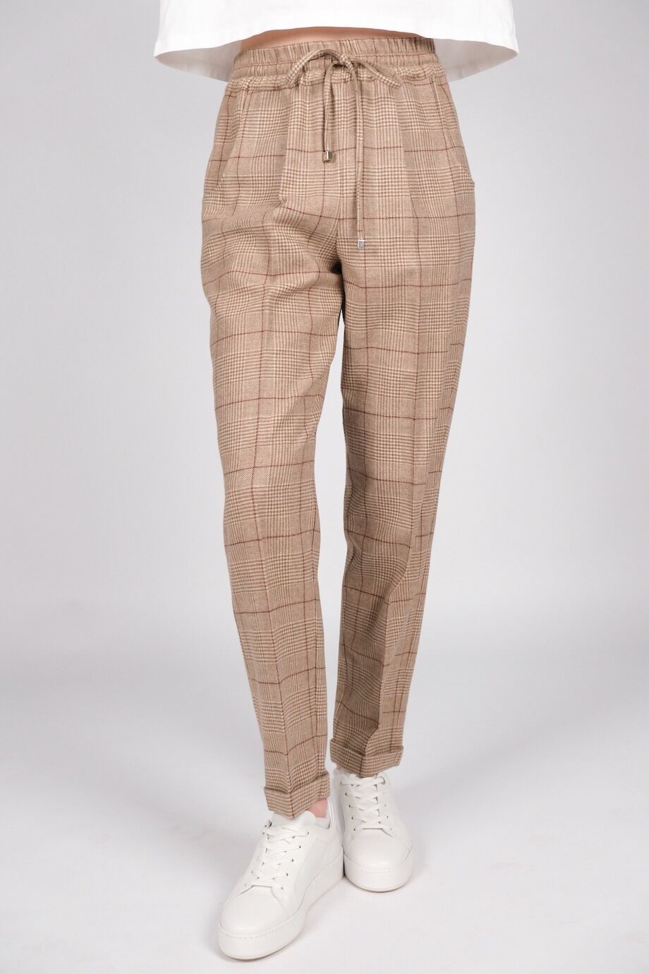 image 2 Брюки в клеточку коричневого цвета