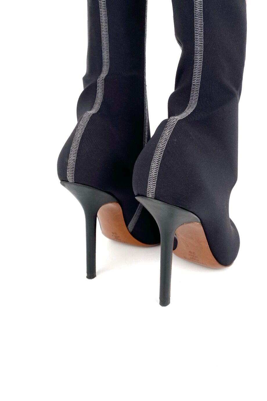 image 4 Ботильоны-носки черного цвета с серой прострочкой и надписью