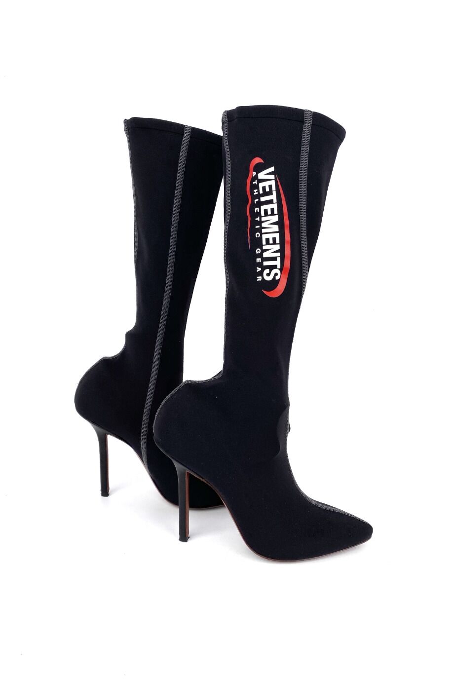 image 5 Ботильоны-носки черного цвета с серой прострочкой и надписью