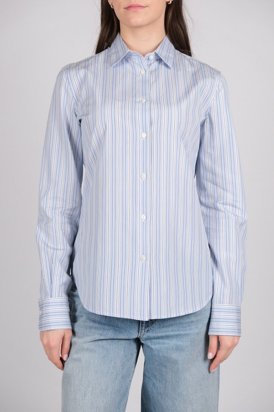 image 1 Рубашка голубого цвета в полоску