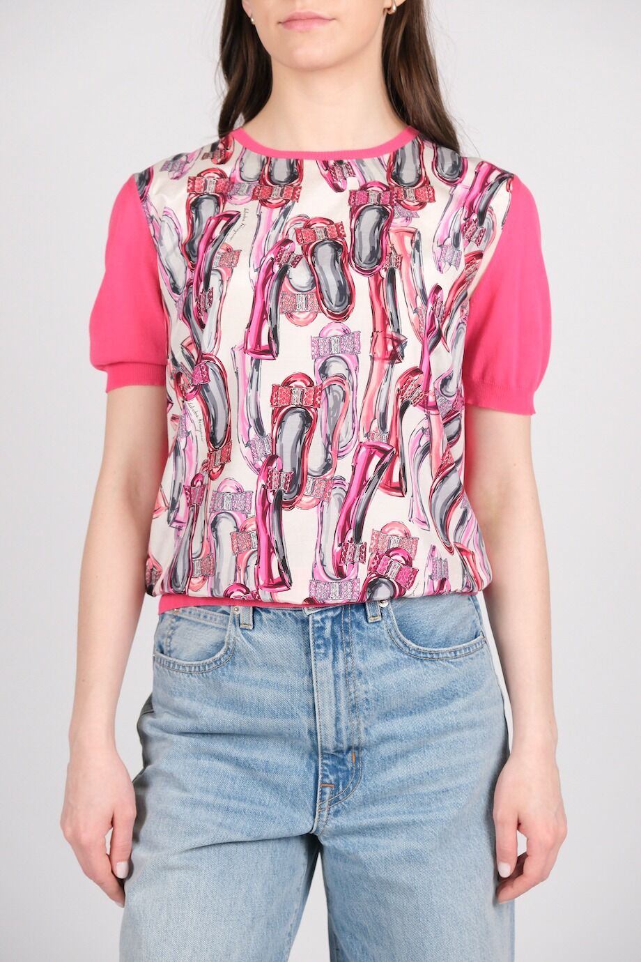 image 1 Трикотажный топ розового цвета с принтом