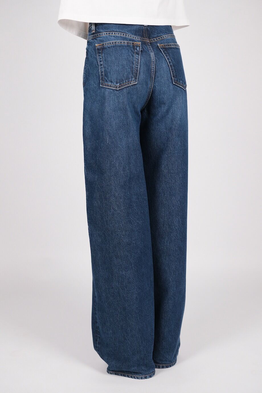 image 4 Джинсы темно-синего цвета широкого кроя
