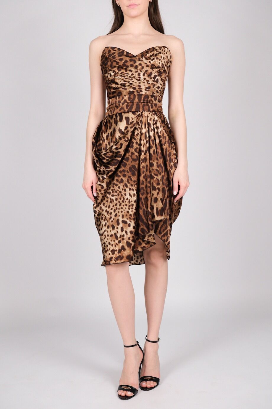image 1 Шелковое платье-бюстье в леопардовый принт