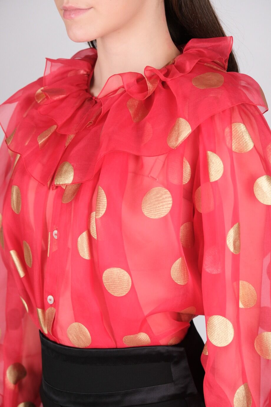 image 4 Шёлковая блуза красного цвета в горох