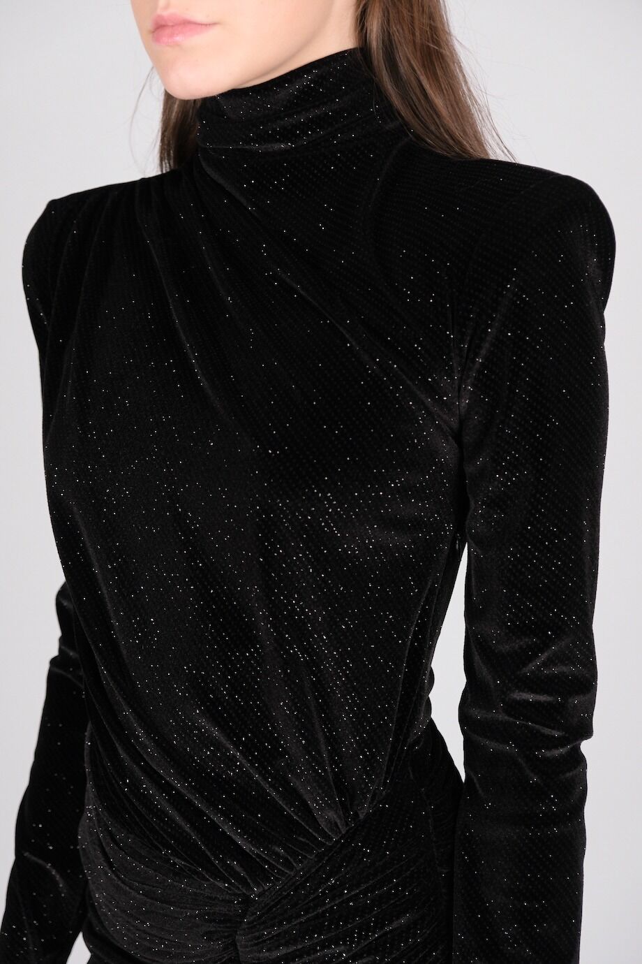 image 4 Велюровое платье с блёстками черного цвета