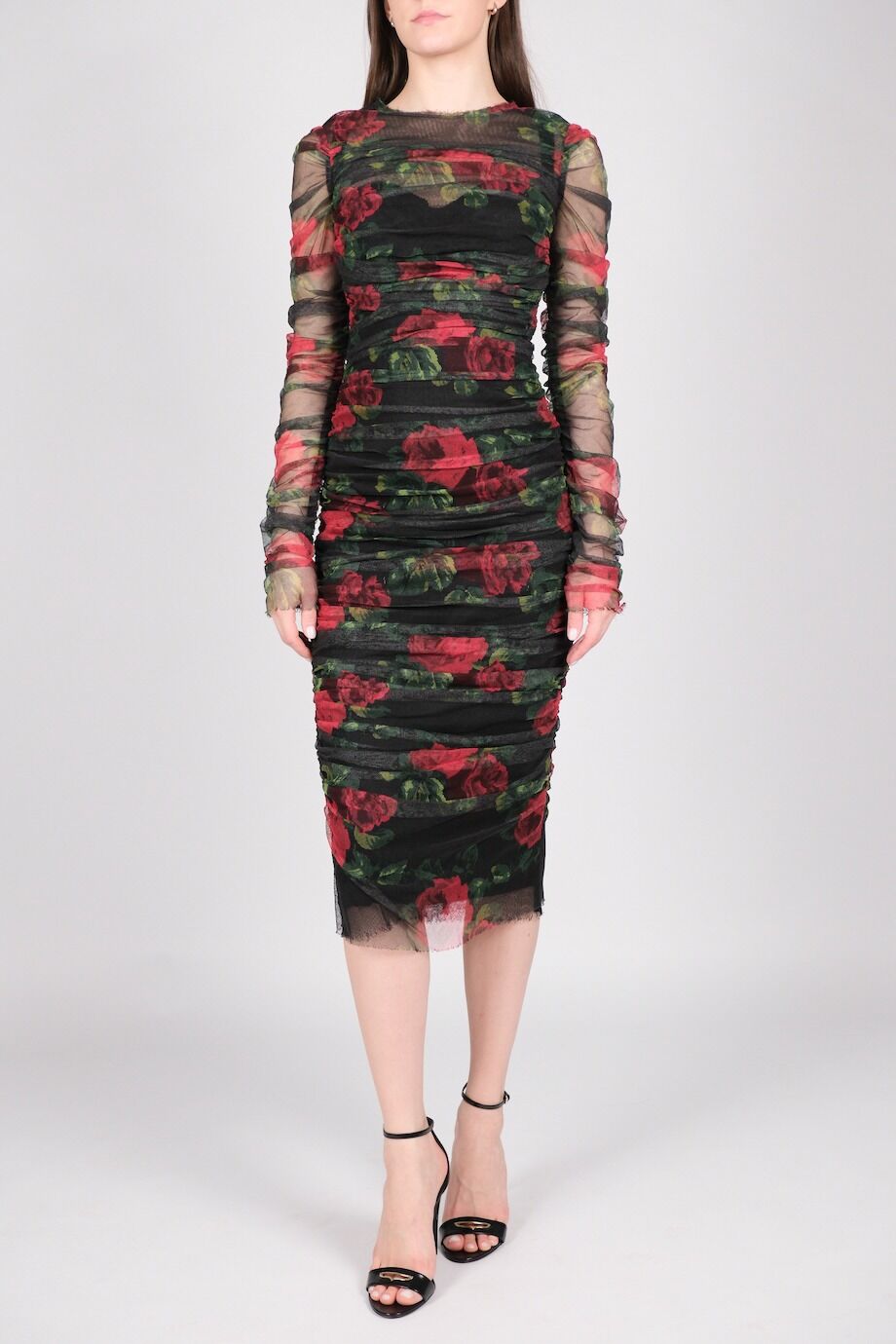 image 1 Платье черного цвета  из сетки с красными розами