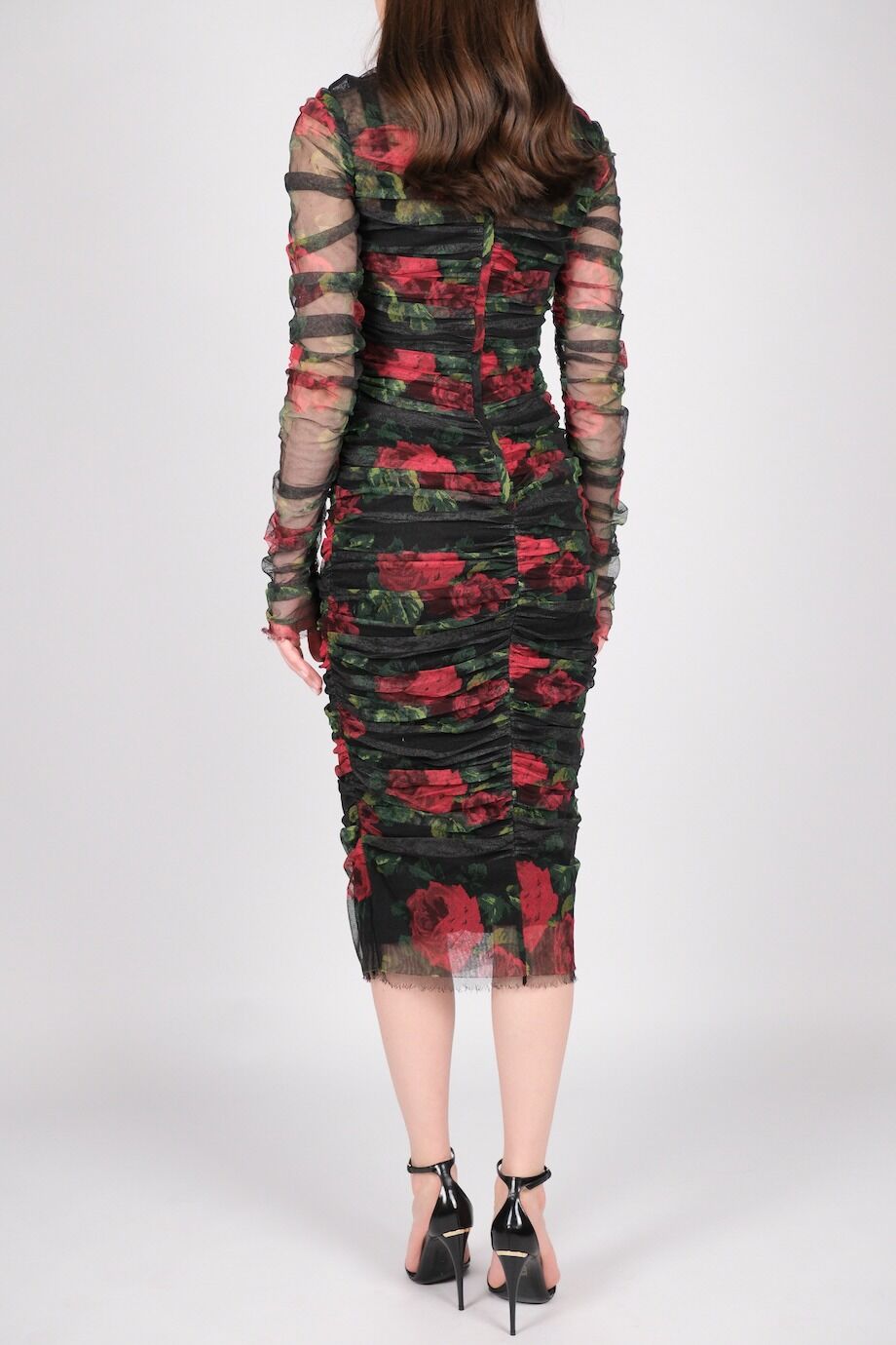 image 3 Платье черного цвета  из сетки с красными розами