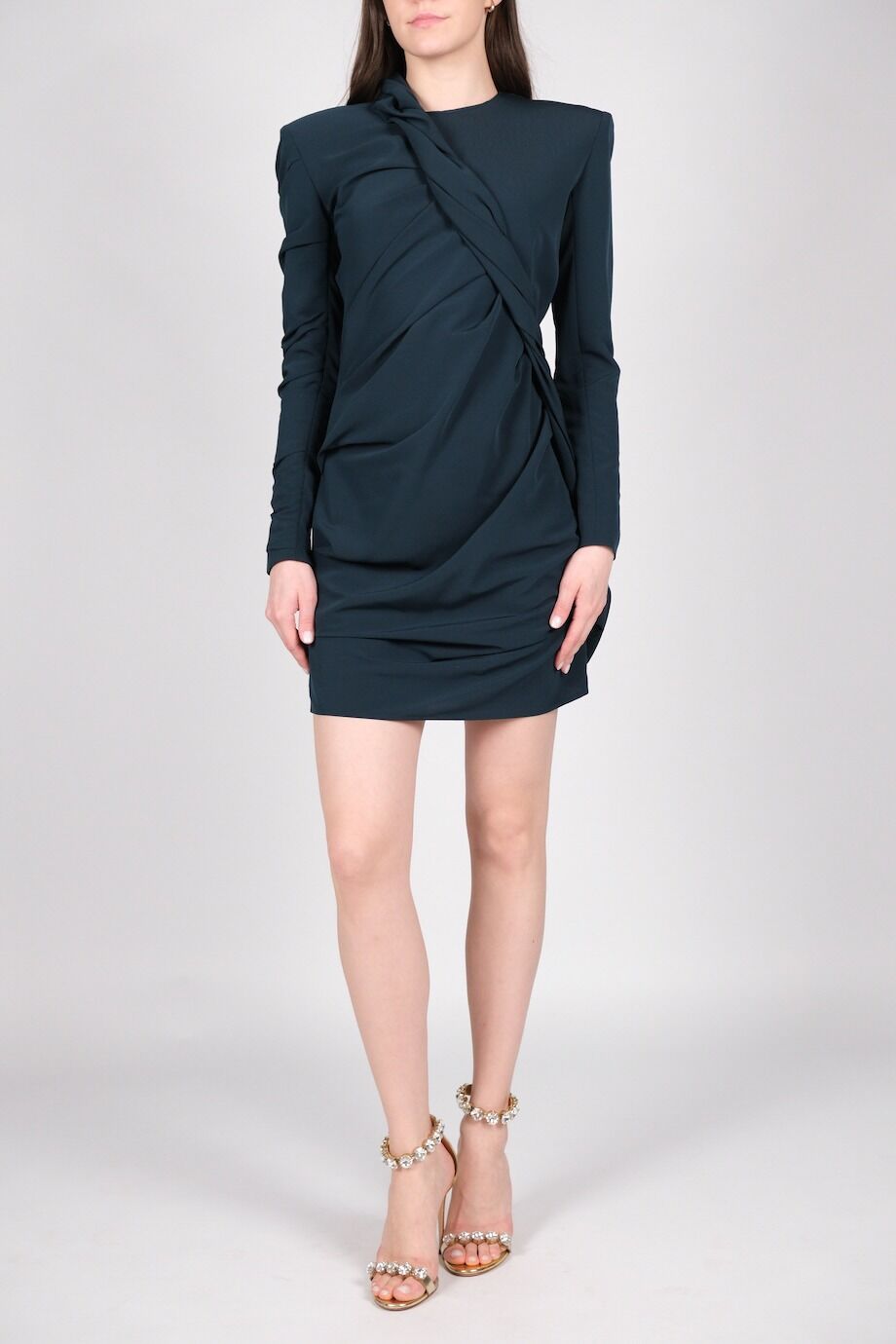 image 1 Платье темно-зеленого цвета с драпировкой