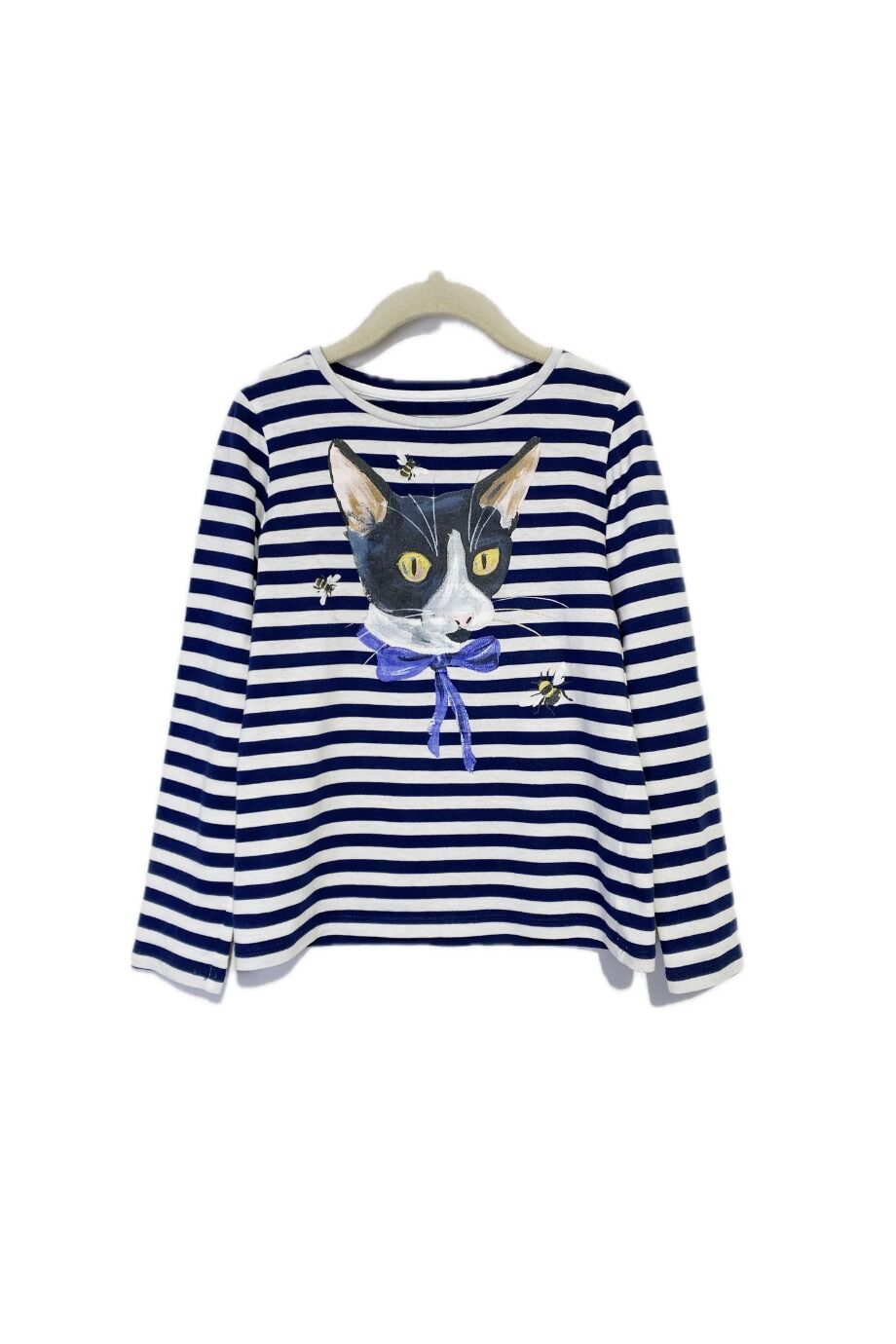 image 1 Детский лонгслив в полоску с котом