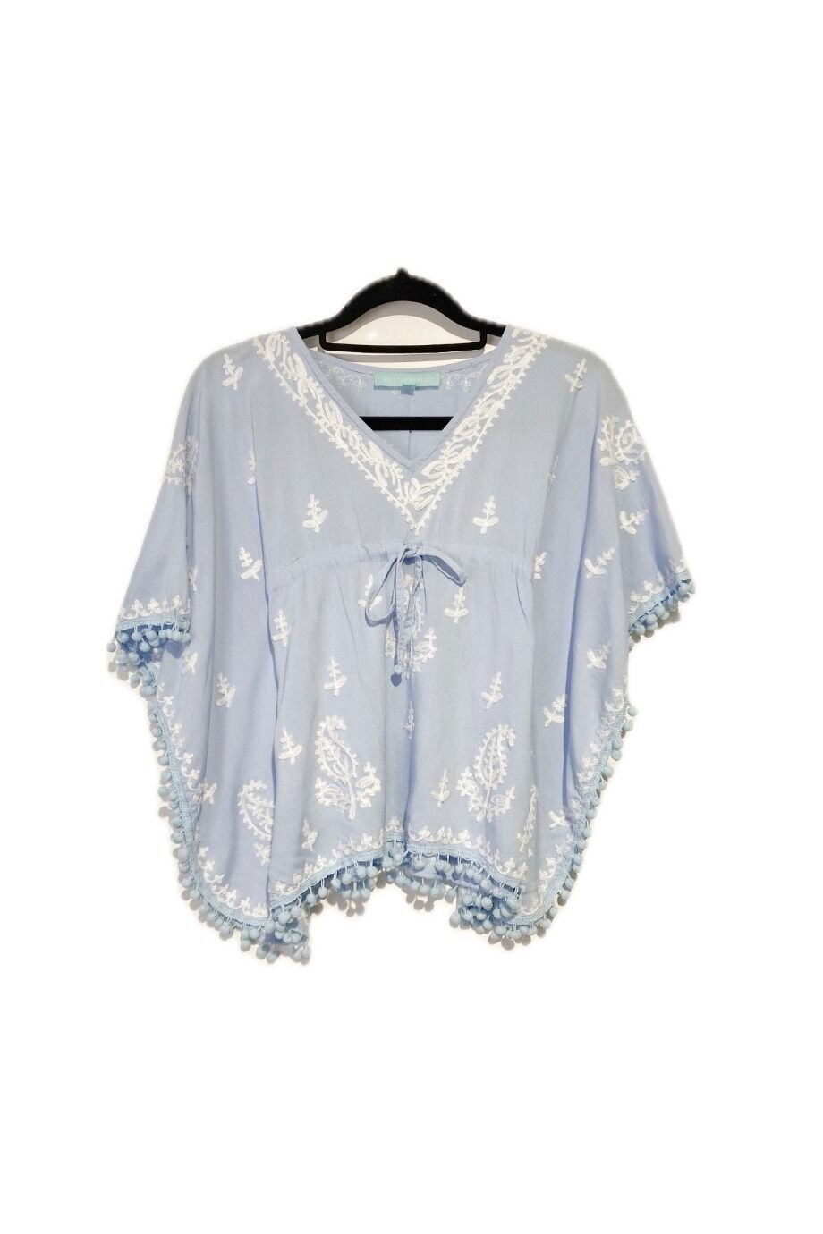 image 1 Детское платье-туника голубого цвета с вышивкой