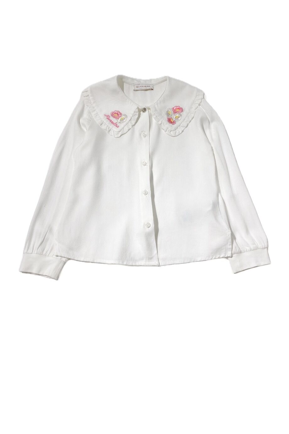 image 1 Детская рубашка белого цвета с вышивкой на воротнике