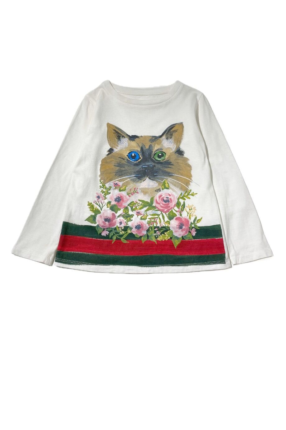 image 1 Детский лонгслив белого цвета с котом