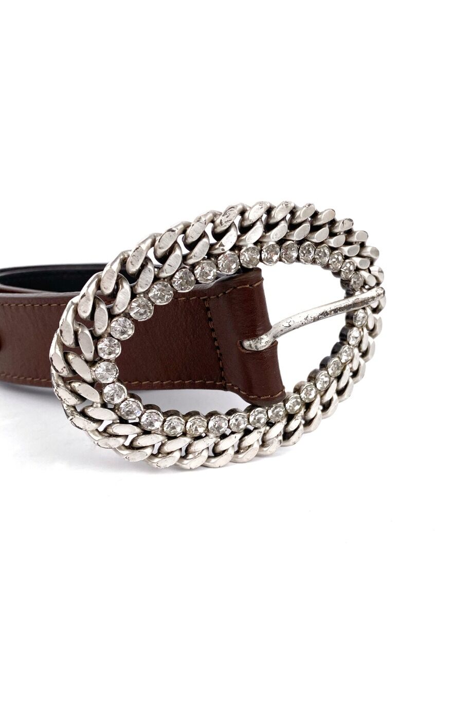 image 3 Ремень коричневого цвета с декором из кристаллов