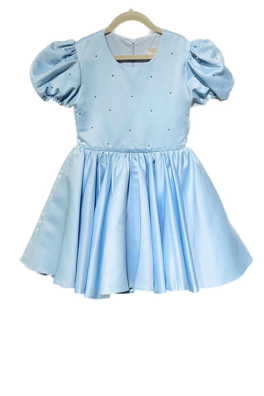 image 1 Детское платье голубого цвета с декором из бусин