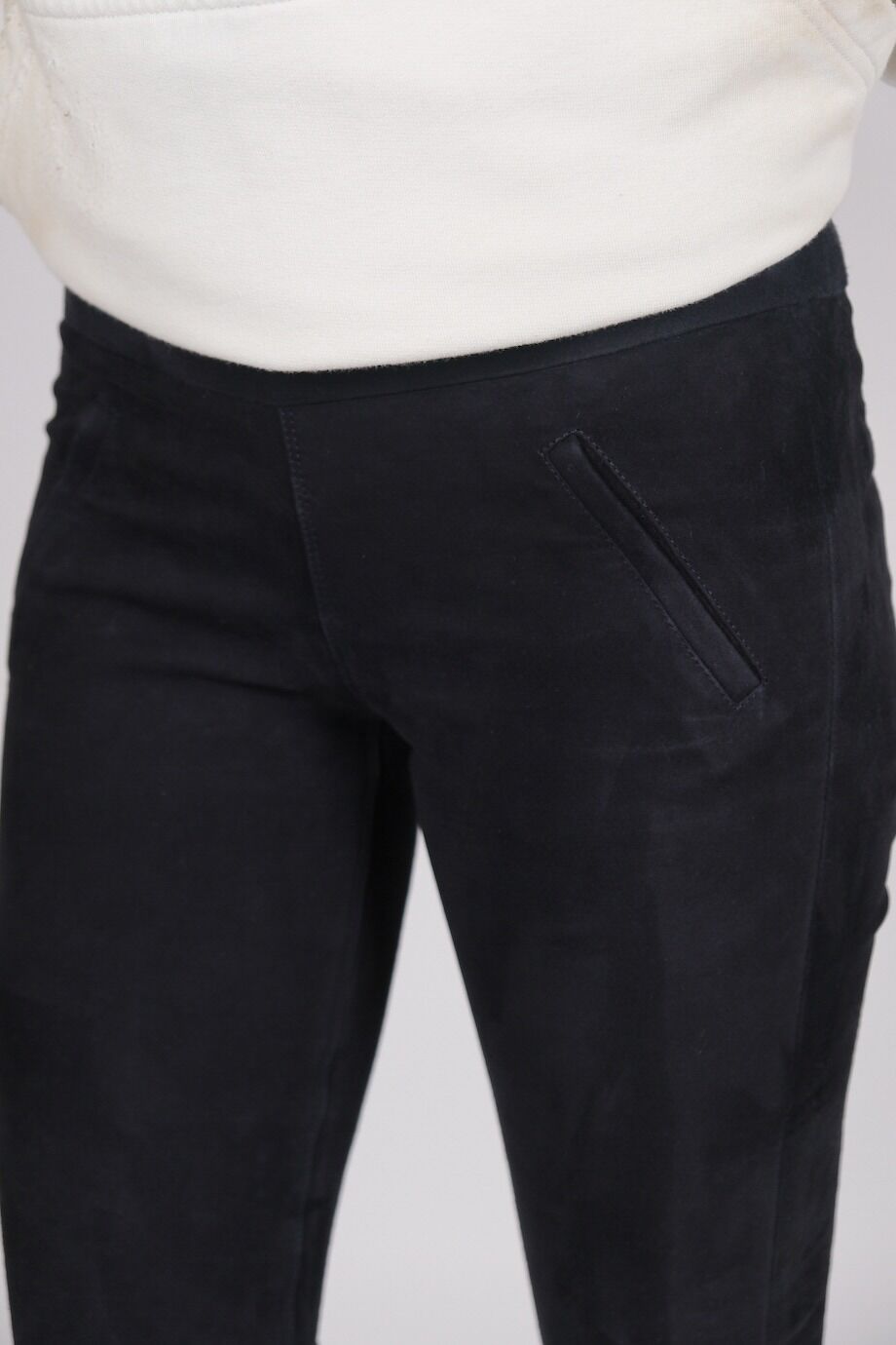 image 4 Замшевые леггинсы темно-синего цвета