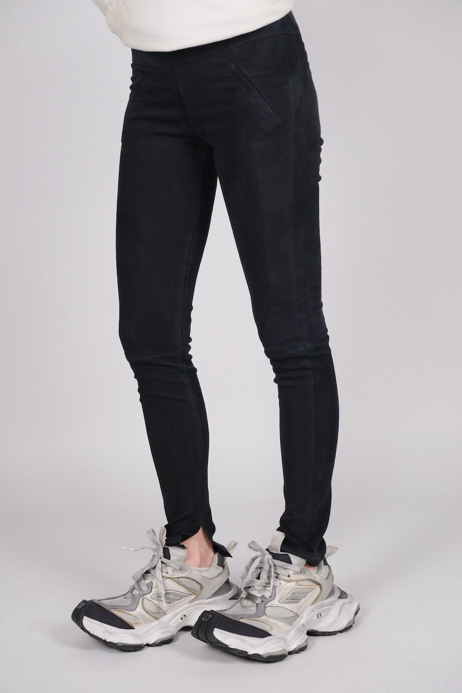 image 3 Замшевые леггинсы темно-синего цвета