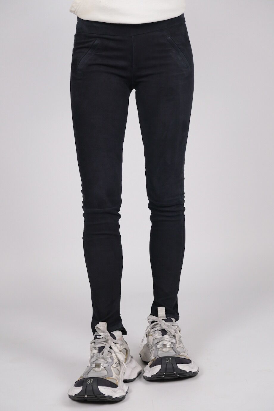 image 2 Замшевые леггинсы темно-синего цвета