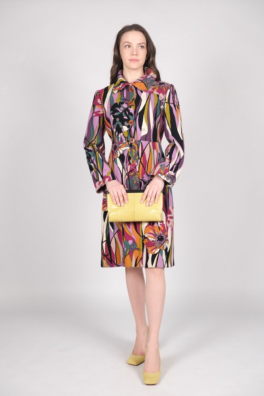 image 1 Пальто с ярким орнаментом и воротником-стойкой