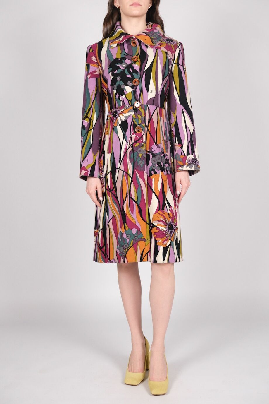 image 3 Пальто с ярким орнаментом и воротником-стойкой