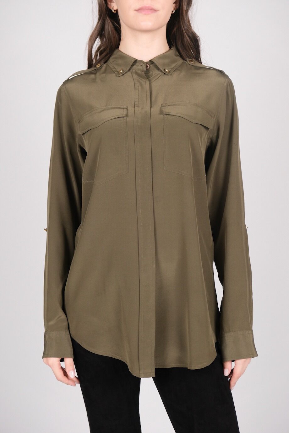 image 1 Шёлковая блуза цвета хаки