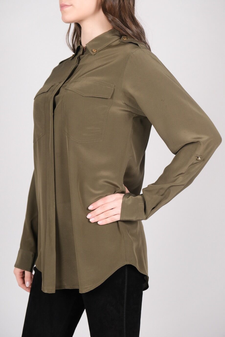 image 2 Шёлковая блуза цвета хаки