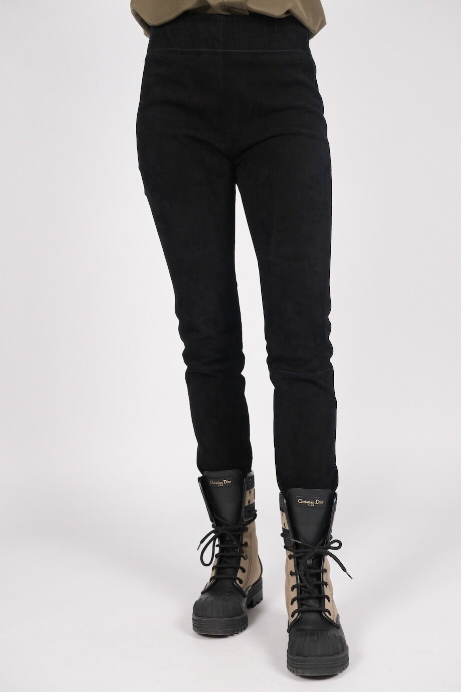 image 2 Замшевые леггинсы черного цвета