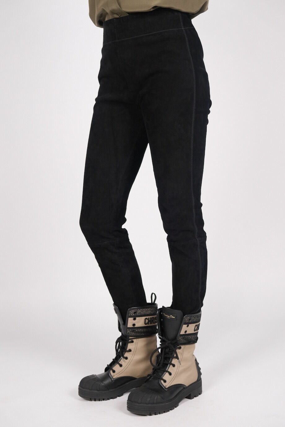 image 3 Замшевые леггинсы черного цвета