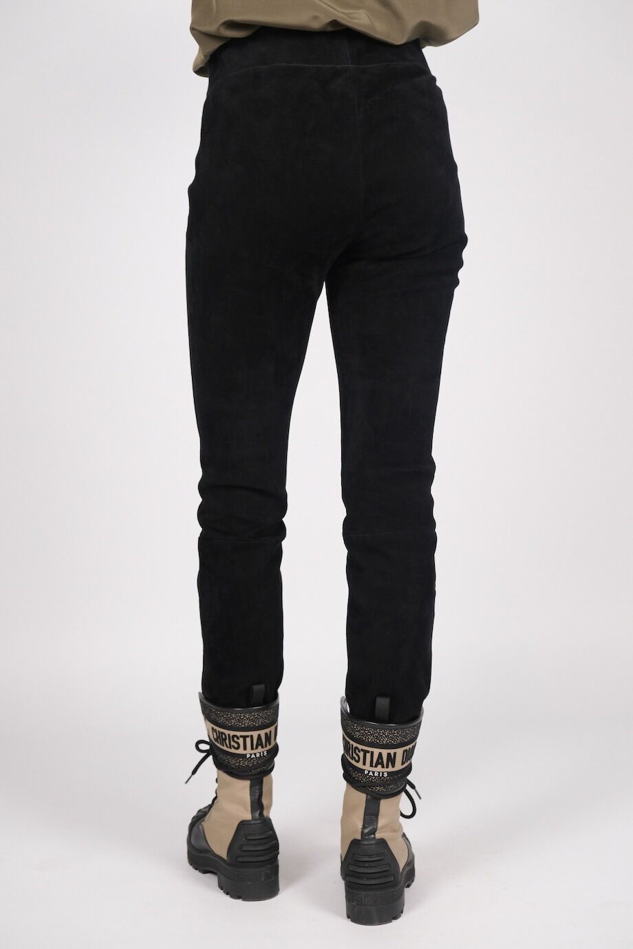 image 5 Замшевые леггинсы черного цвета