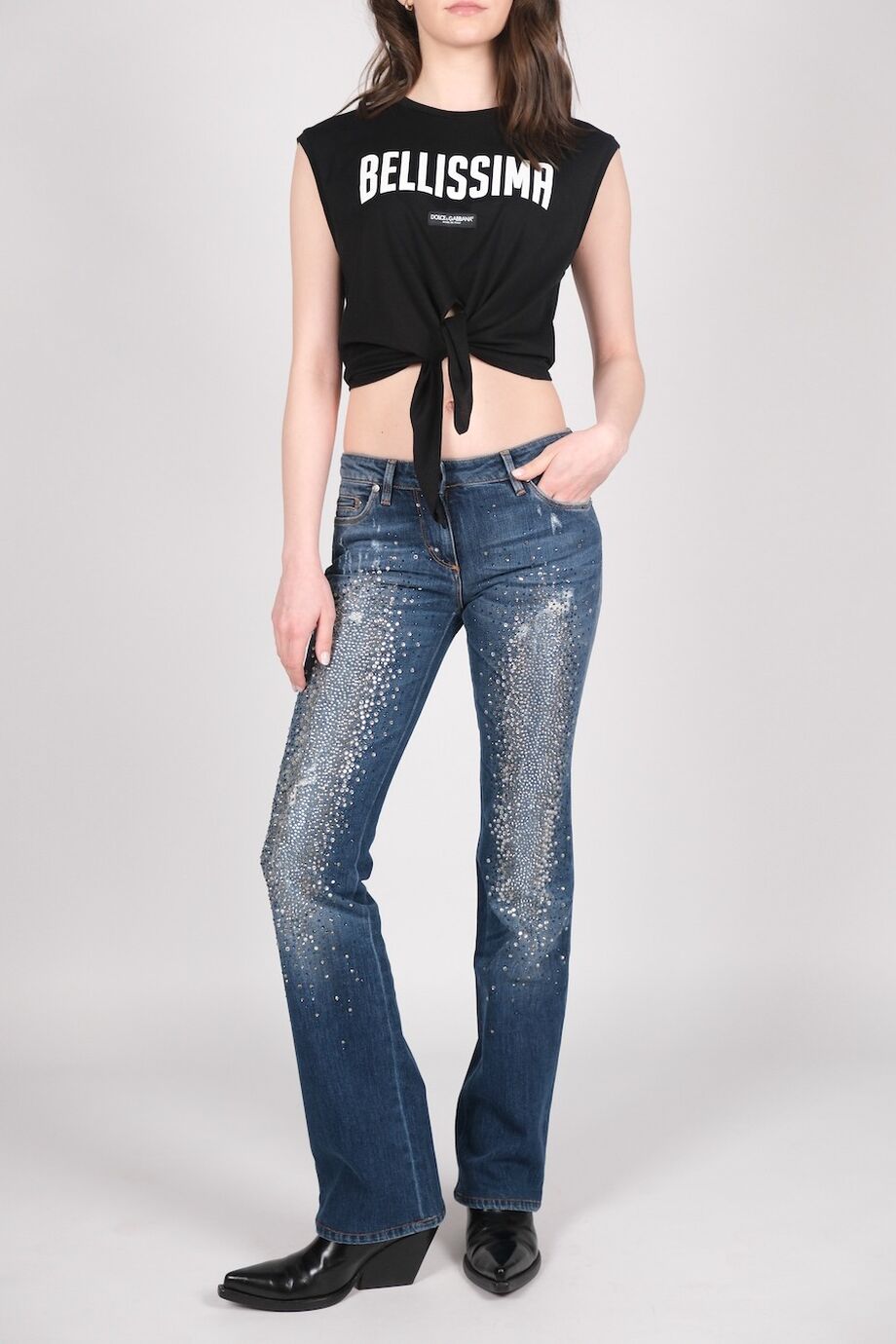 image 1 Джинсы с декором из страз