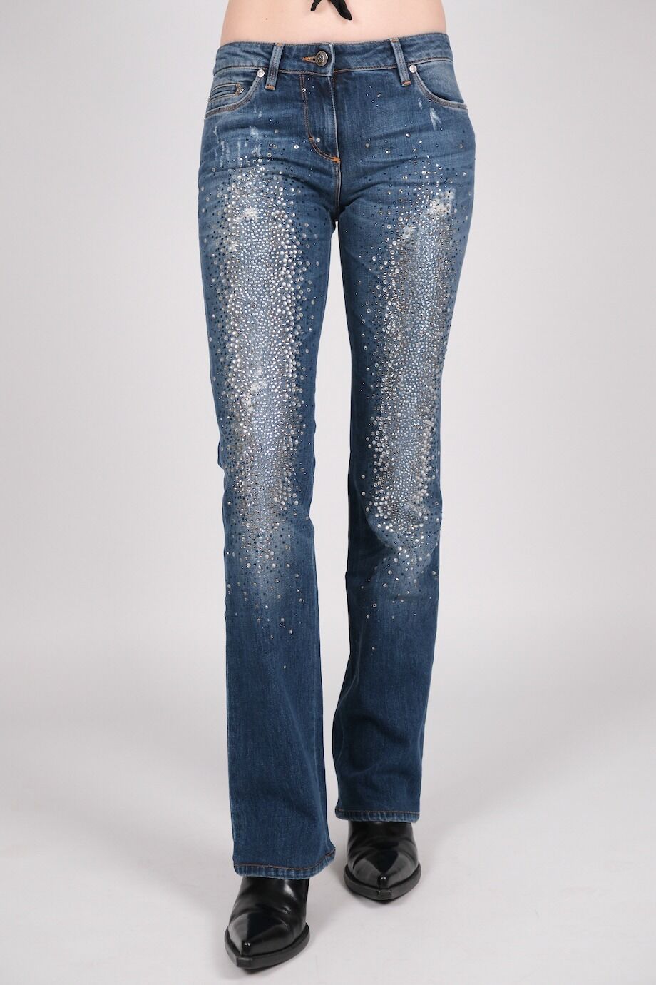 image 2 Джинсы с декором из страз