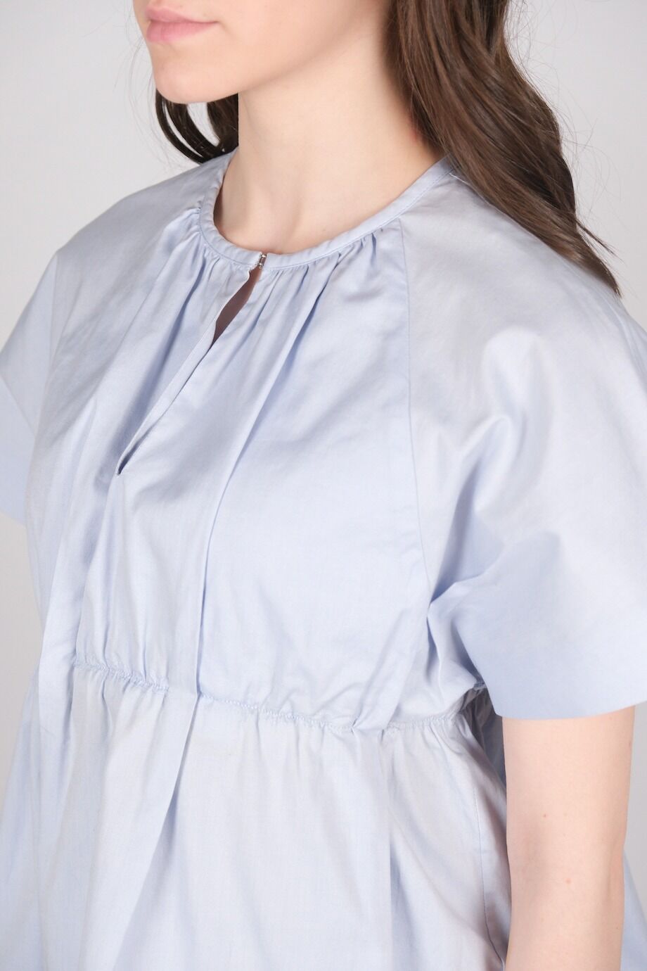 image 4 Хлопковая блуза голубого цвета с коротким рукавом