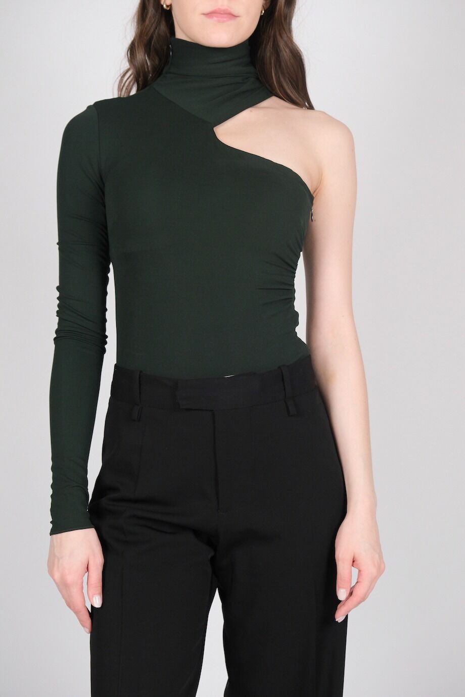 image 1 Асимметричное боди темно-зеленого цвета
