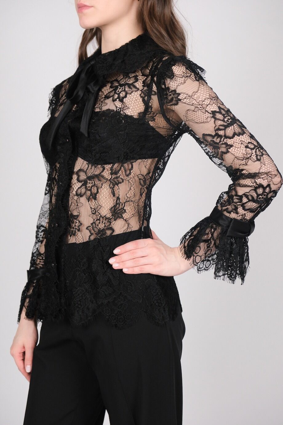 image 2 Блуза черного цвета из кружева