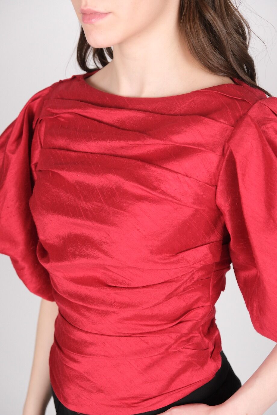 image 4 Топ красного цвета из тафты с рукавами-буффами
