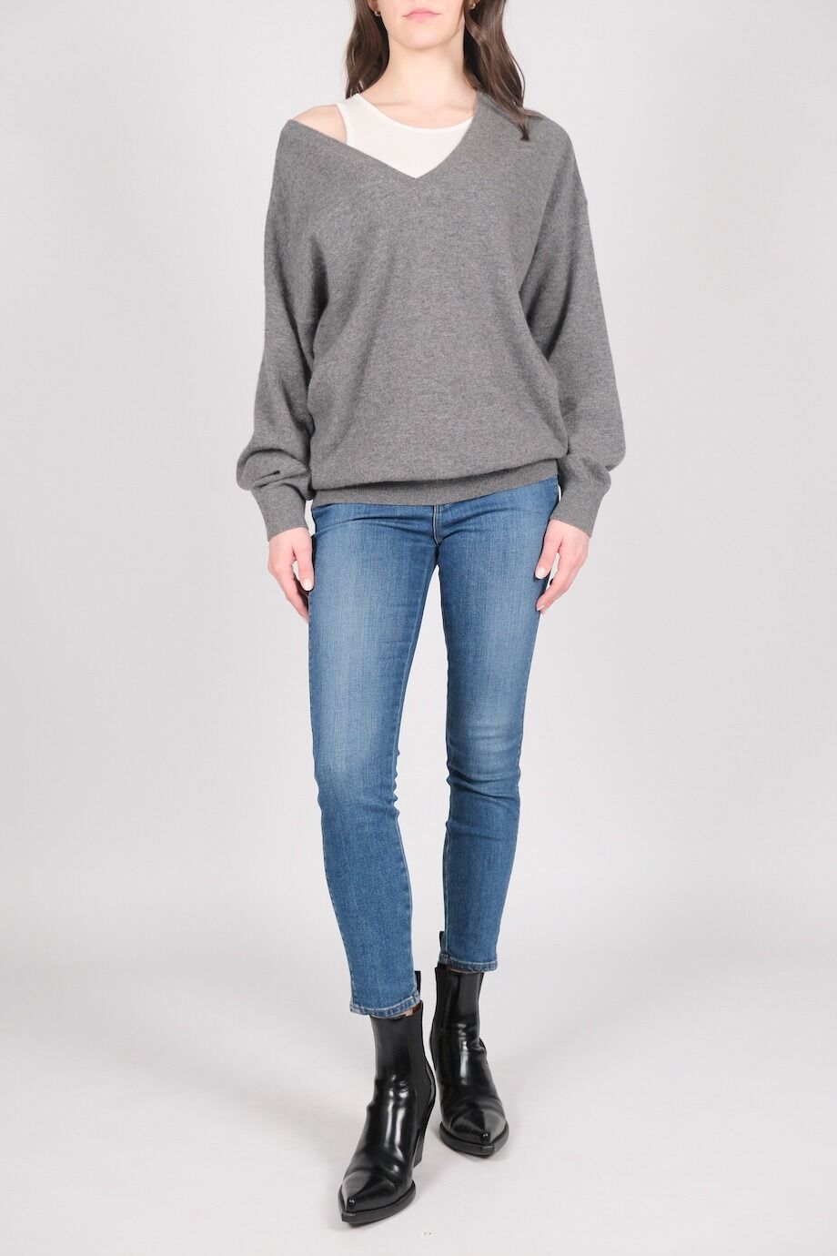 image 1 Джинсы-скинни синего цвета на болтах