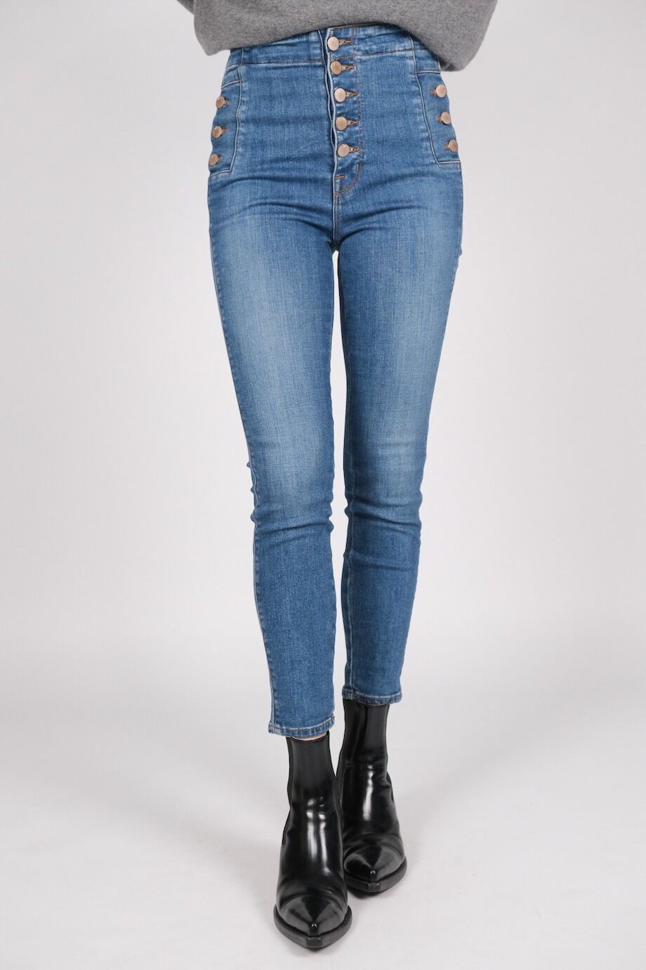 image 2 Джинсы-скинни синего цвета на болтах