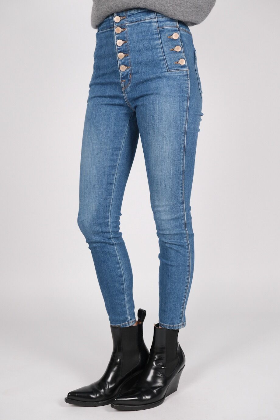 image 3 Джинсы-скинни синего цвета на болтах
