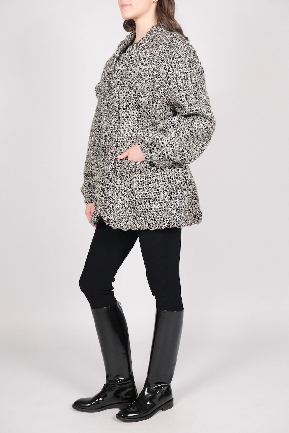 image 2 Твидовая куртка с накладными карманами и кулиской