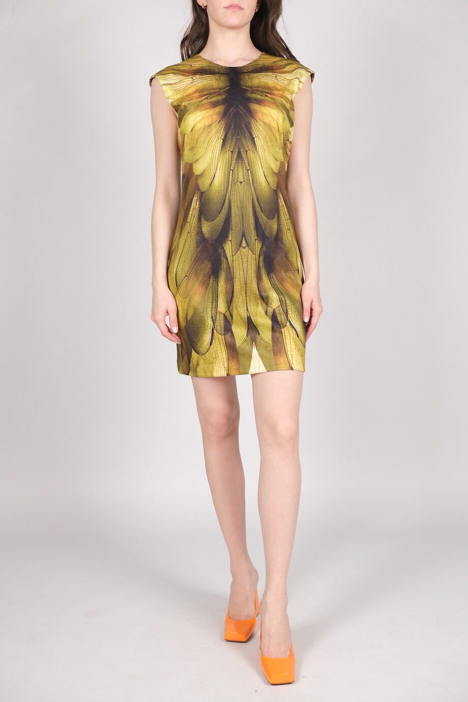 image 1 Платье зеленого цвета без рукавов с принтом крылья стрекоз