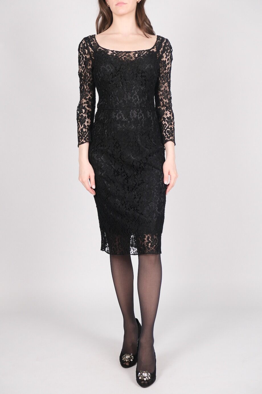 image 1 Кружевное платье черного цвета с нижней комбинацией