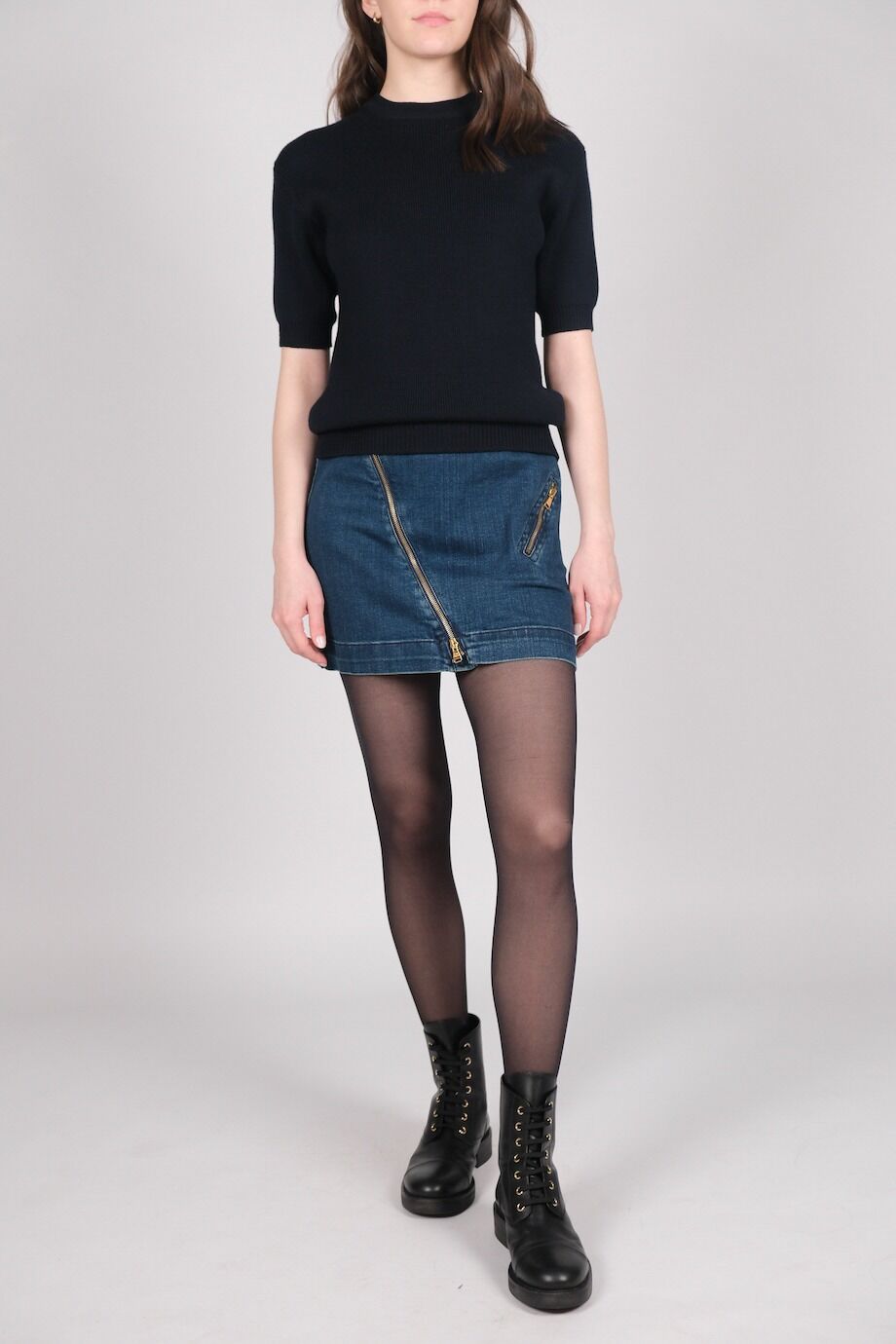 image 1 Комбинированное платье синего цвета с джинсовой юбкой