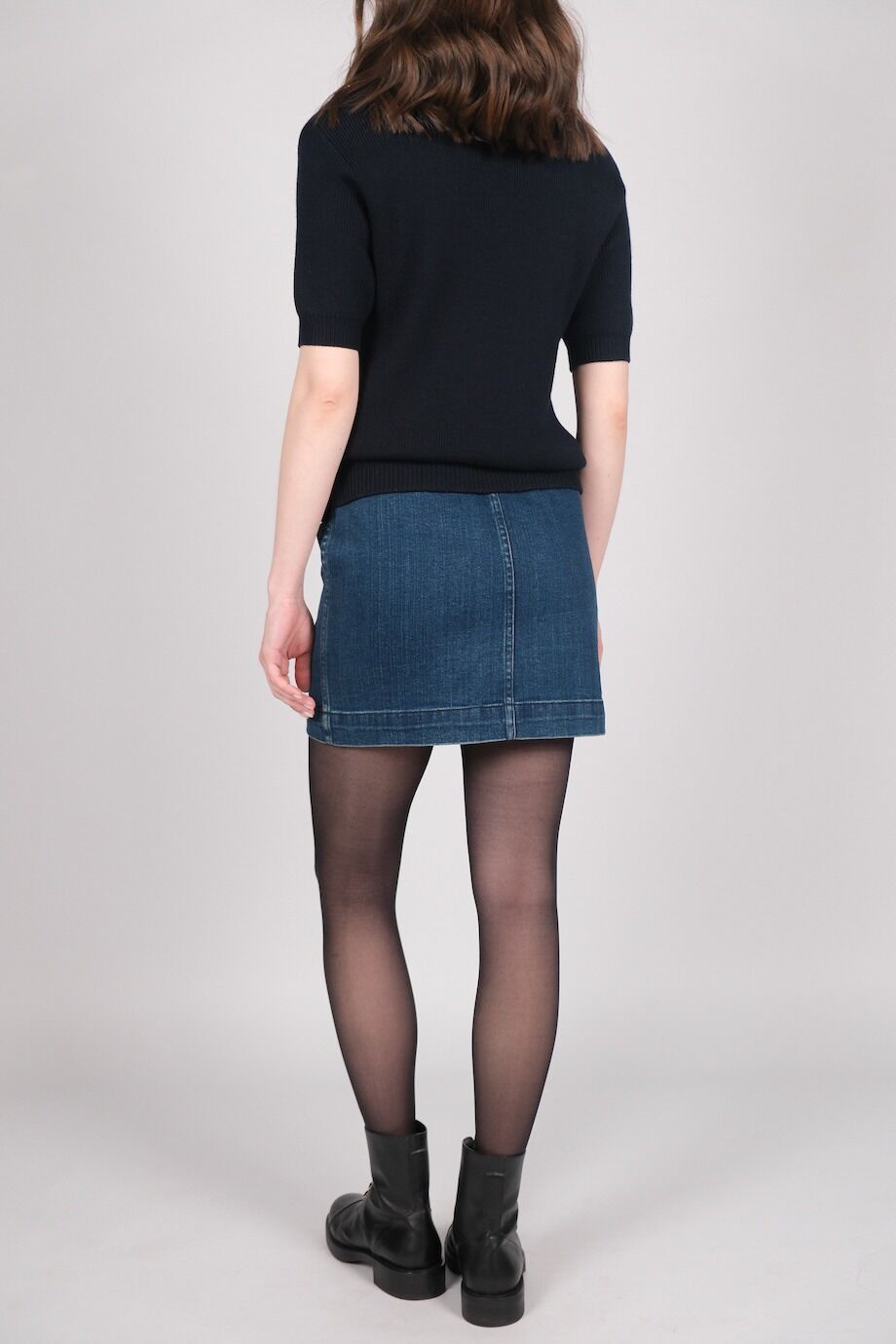 image 3 Комбинированное платье синего цвета с джинсовой юбкой