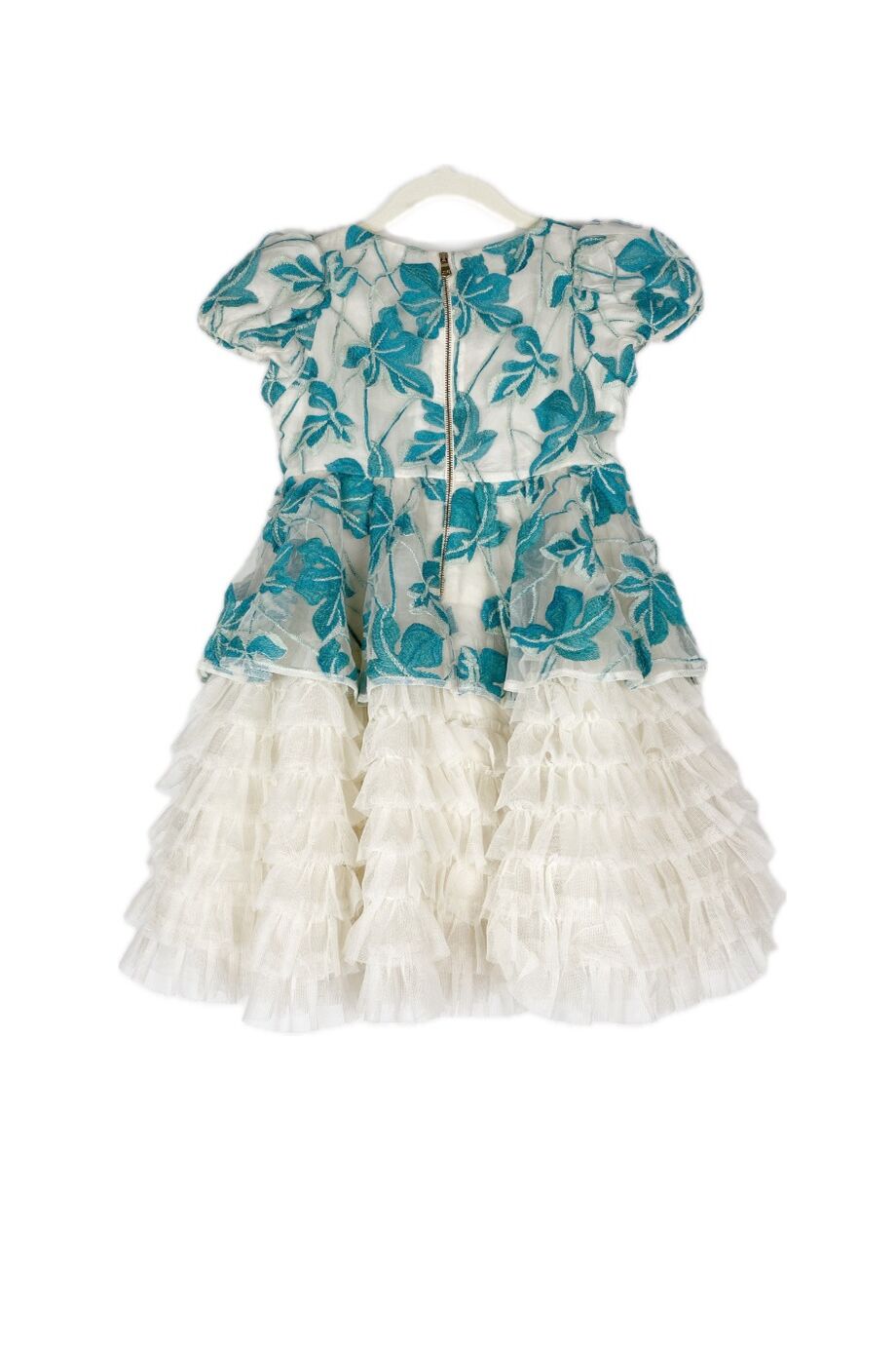 image 2 Детское платье молочного цвета с бирюзовыми цветами