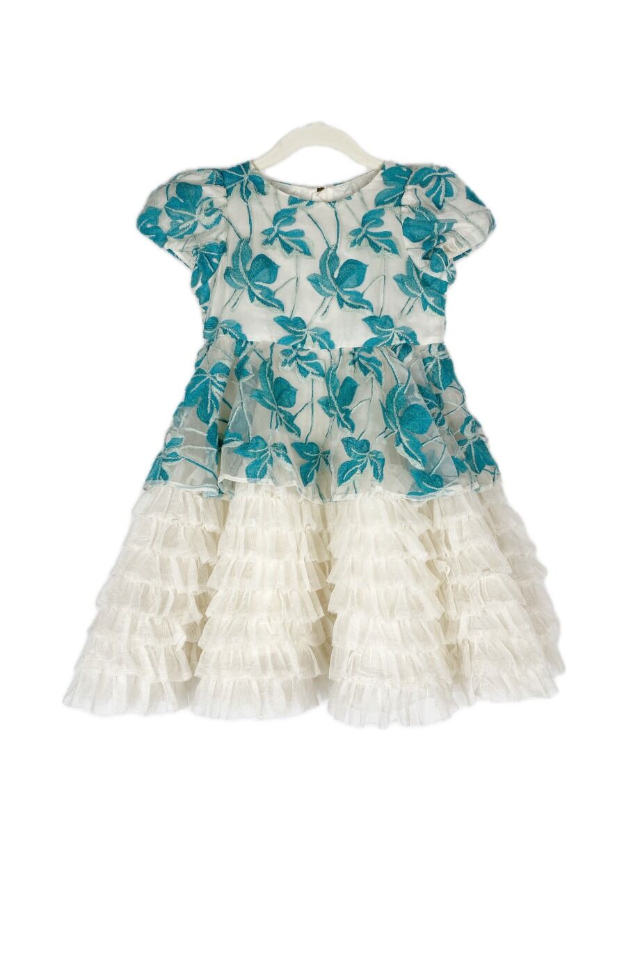 image 1 Детское платье молочного цвета с бирюзовыми цветами
