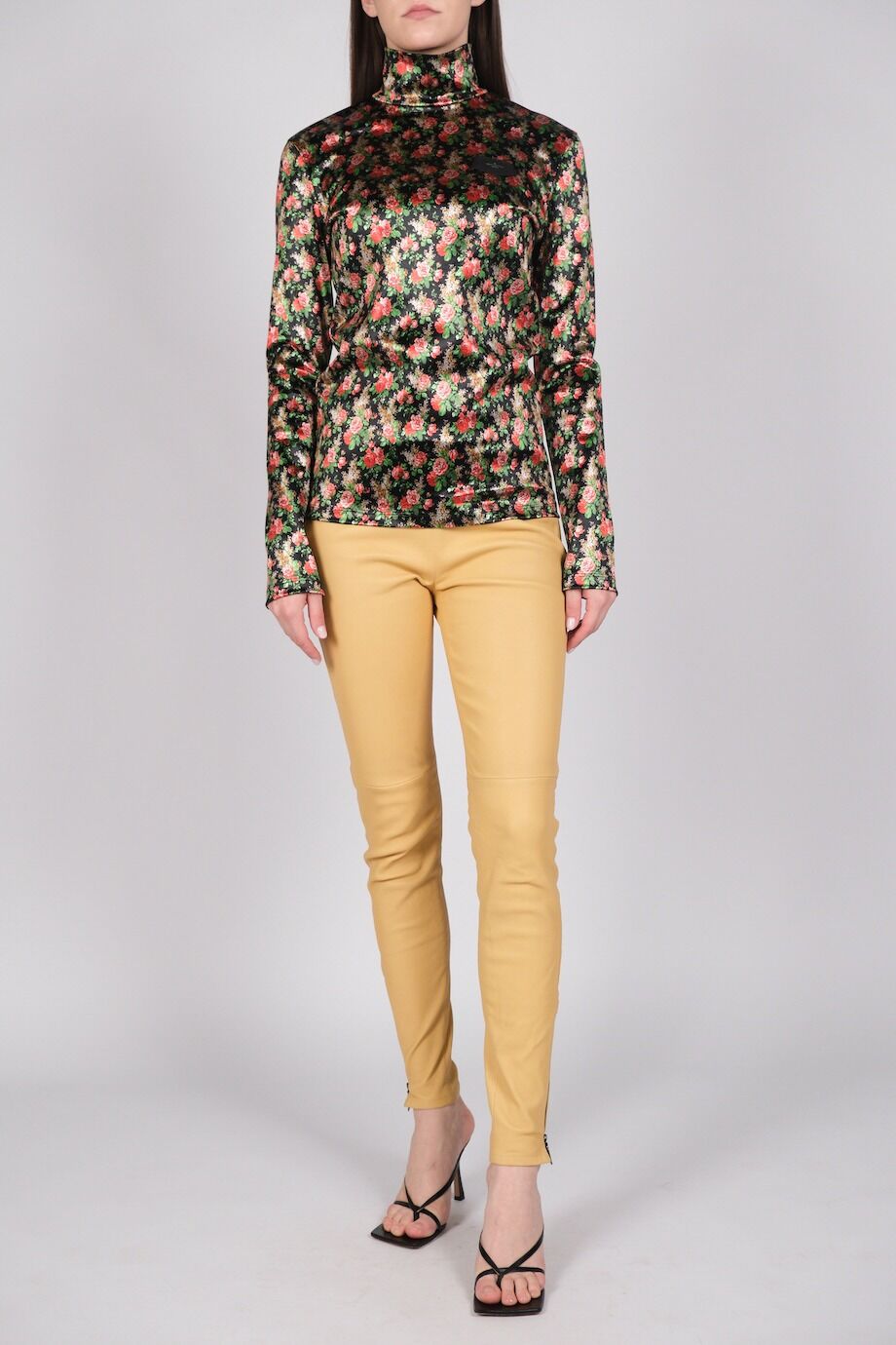 image 1 Кожаные леггинсы лимонного цвета