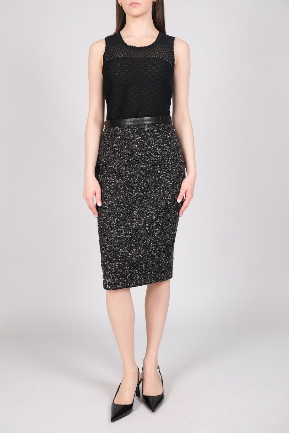 image 1 Юбка букле черного цвета с белыми вкраплениями