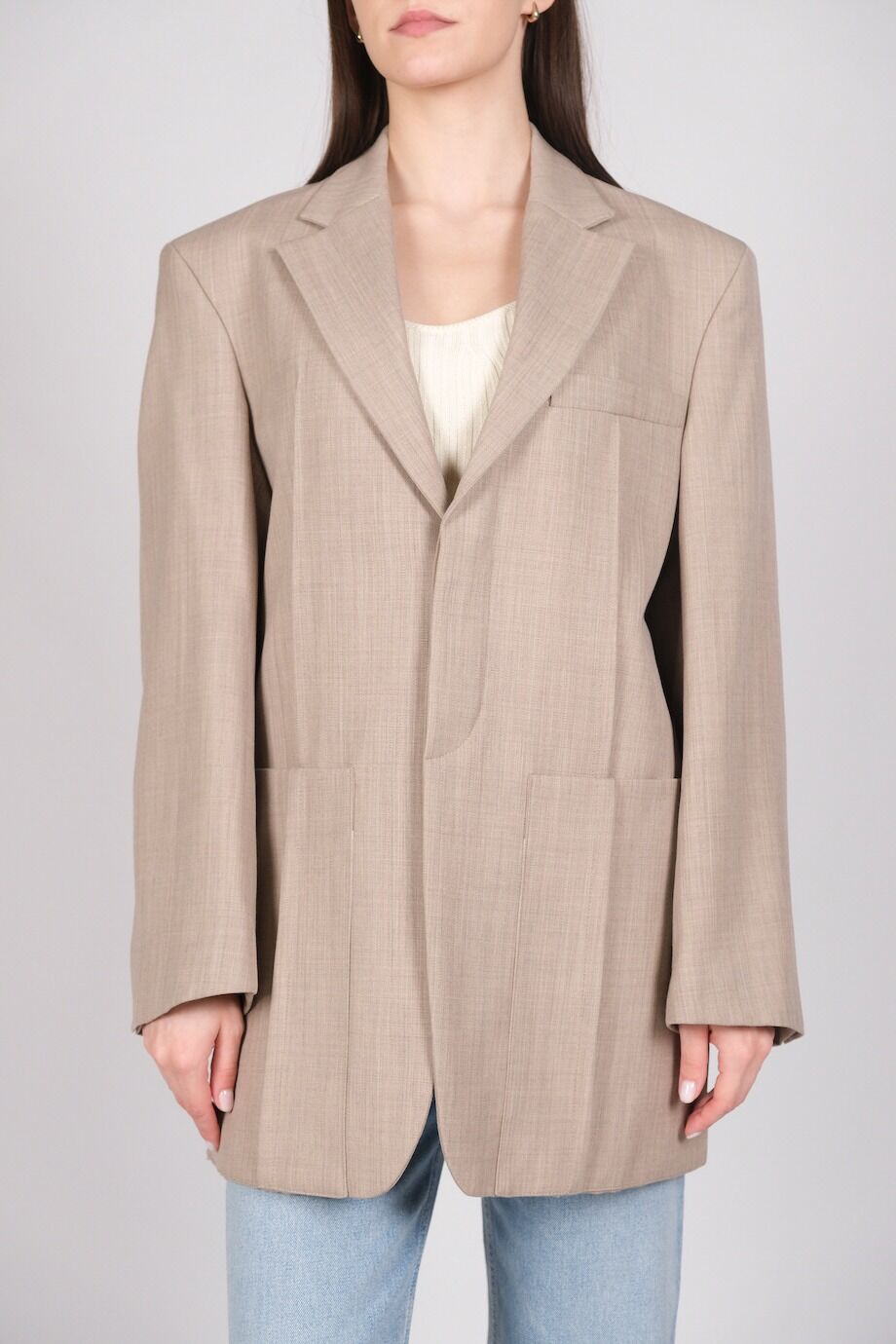 image 2 Жакет бежевого цвета с накладными карманами