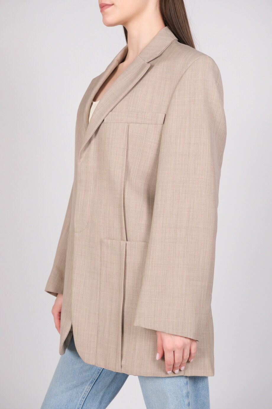 image 3 Жакет бежевого цвета с накладными карманами